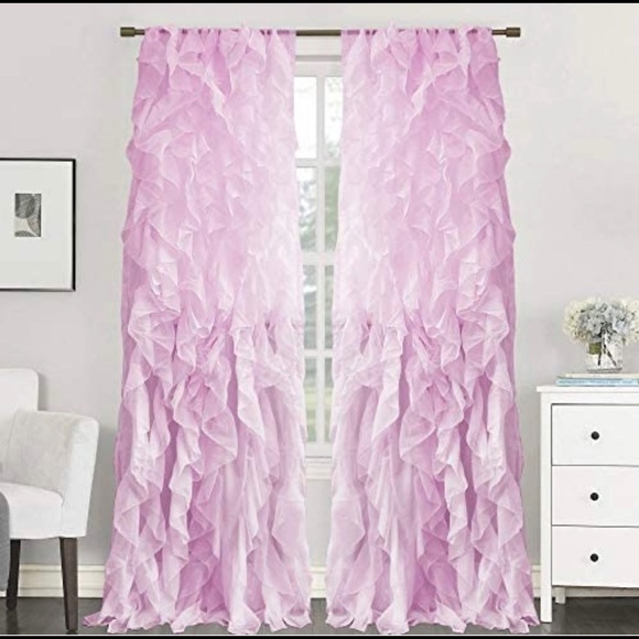 96 in x 50 in Purple Ruffle Curtains - Picture 1 of 1
